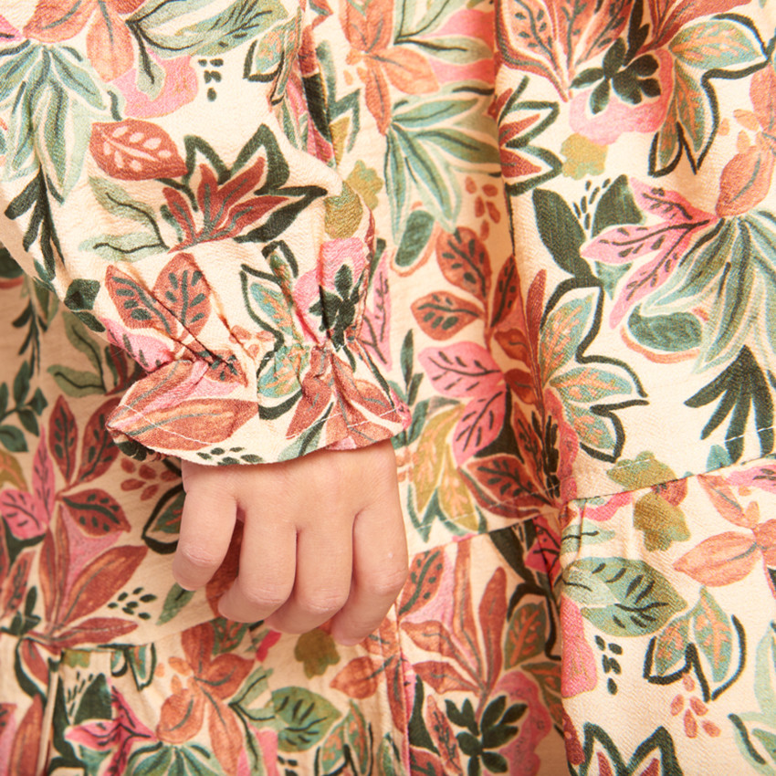 Robe manches longues imprimé fleurs pour fille 