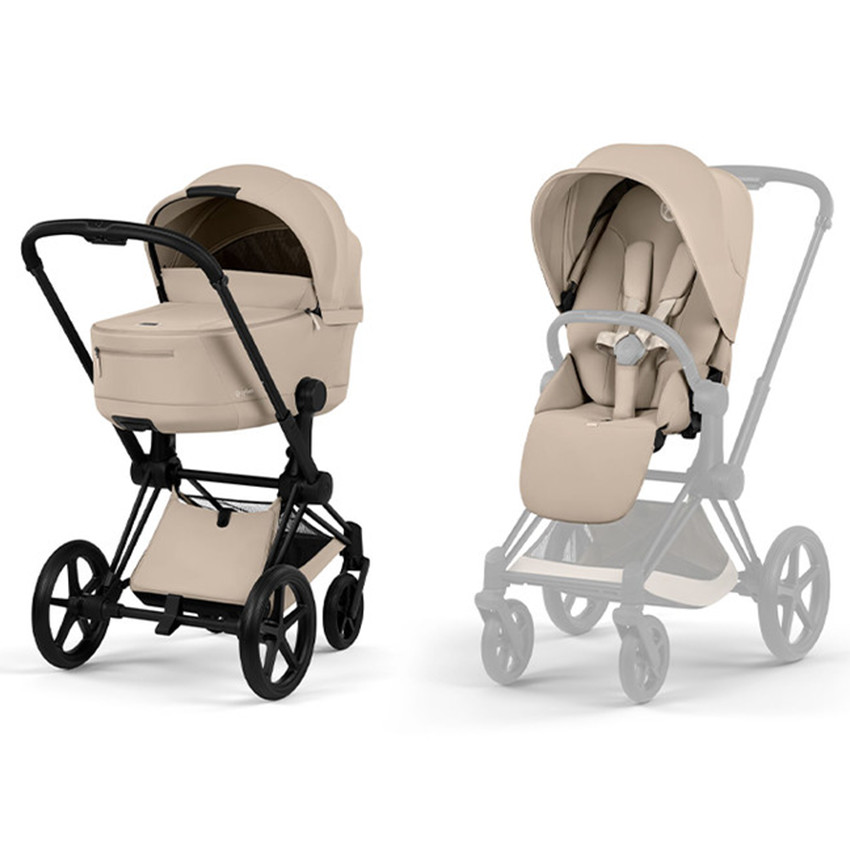 Poussette Duo Priam 2026 Matt Black-Cozy Beige 