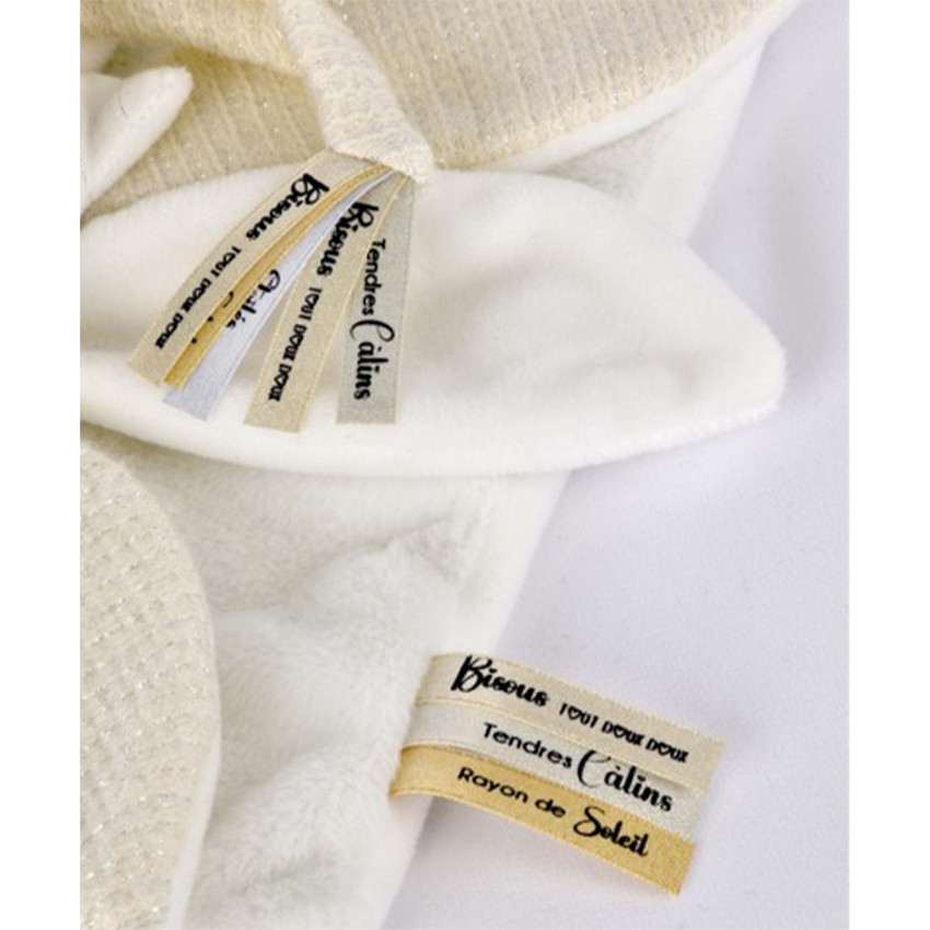 Doudou plat pétales ours 25cm Collector 25 ans Blanc 