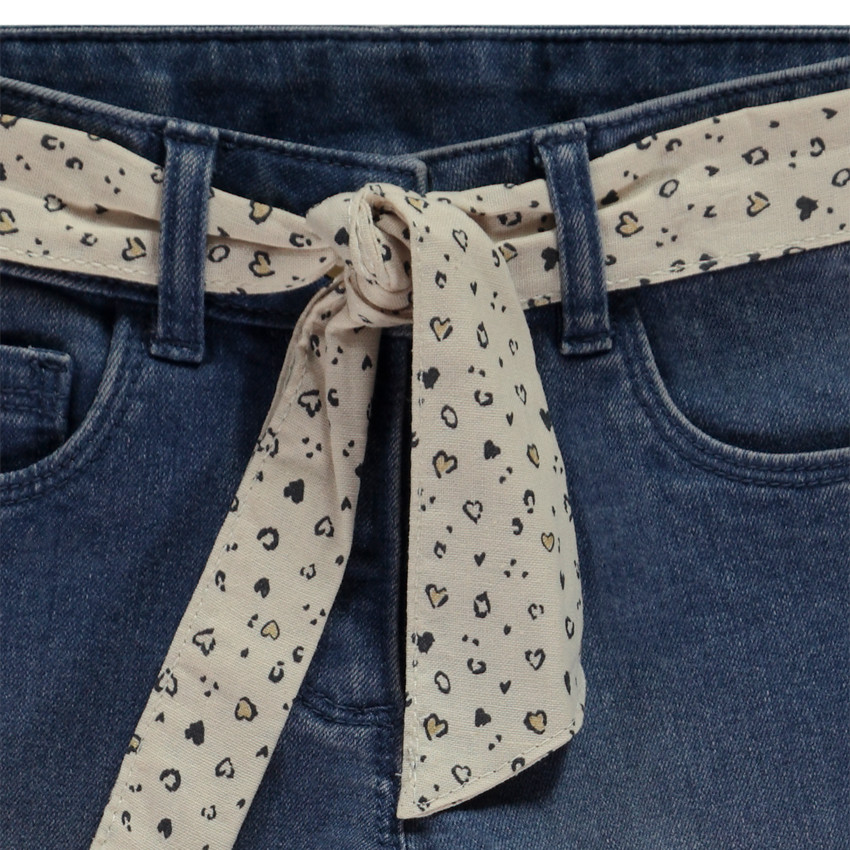Jean slim en denim avec ceinture foulard fantaisie pour fille 
