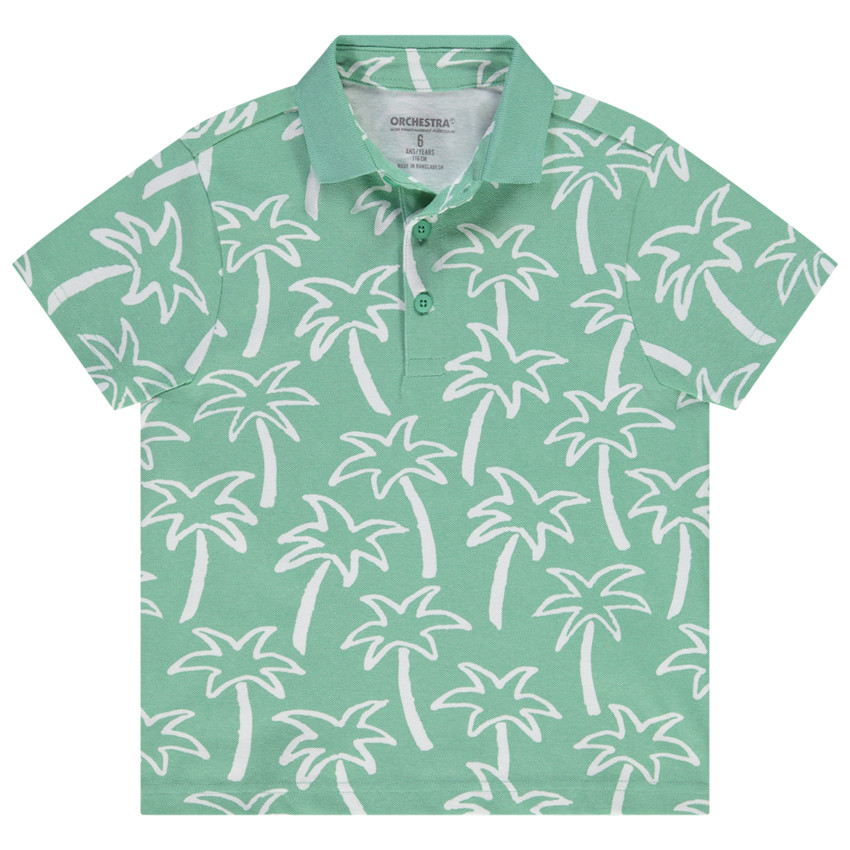 Polo manches courtes en coton piqué imprimé fantaisie pour garçon