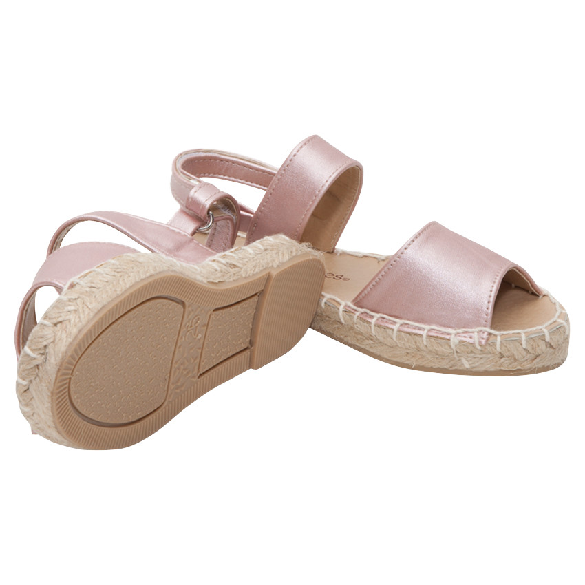 Espadrilles effet cuir nacré rose avec lanière à scratch de 24 au 27 
