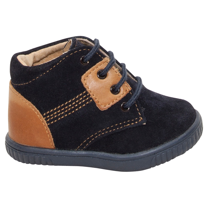 Bottillons en cuir à lacets avec empiècements camel