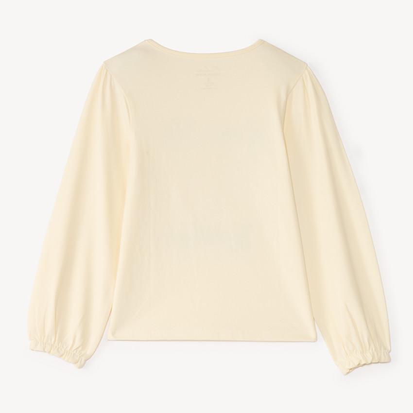 T-shirt manches longues fille avec perles et fantaisie 