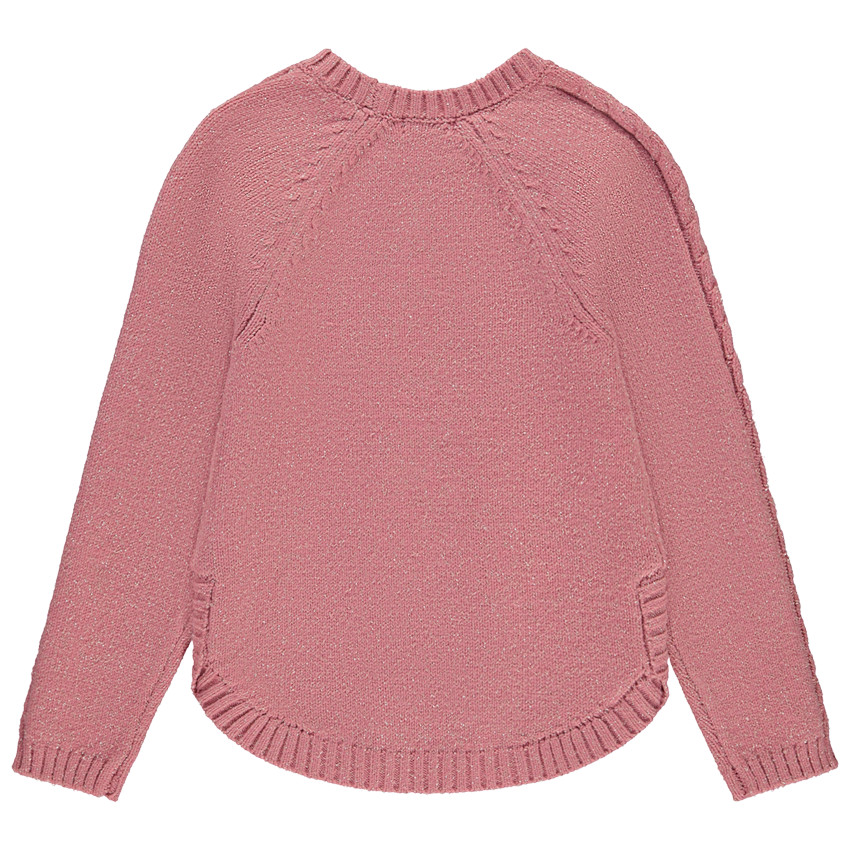 Pull uni en tricot torsadé scintillant pour fille 