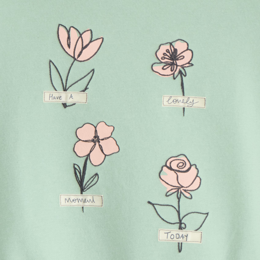 Sweat en molleton print fleuri pour fille 