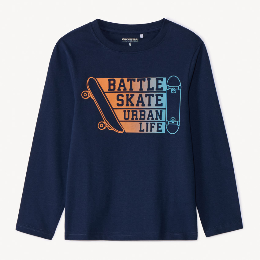 T-shirt manches longues uni avec soft print pour garçon