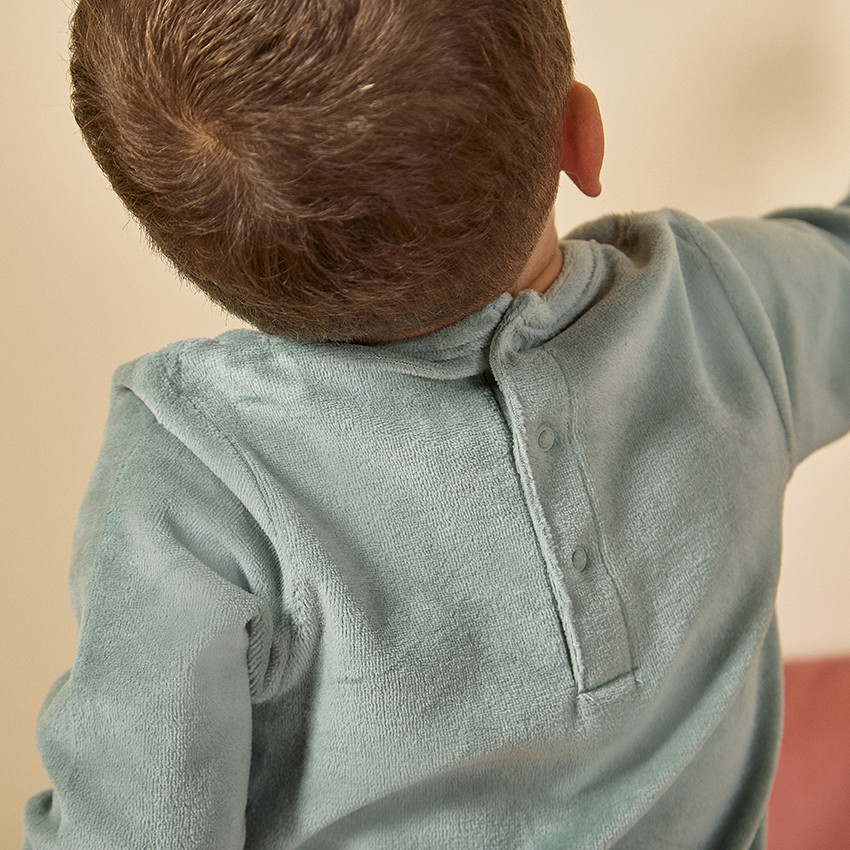 Ensemble 2 pièces en velours et print fantaisie pour bébé garçon 