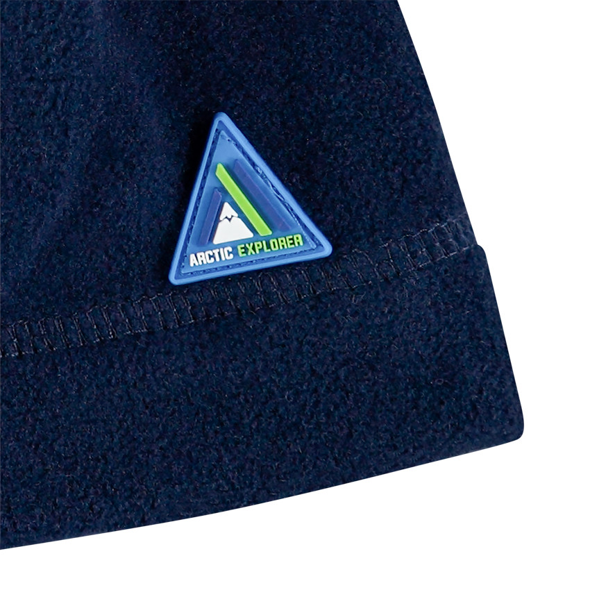Bonnet de ski en micropolaire avec badge en gomme 
