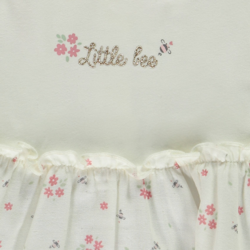 Robe bi-matière effet 2 en 1 imprimé fleuri pour bébé fille 