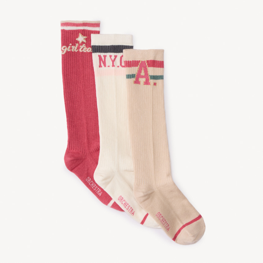 Lot de 3 paires de chaussettes hautes sport pour fille 