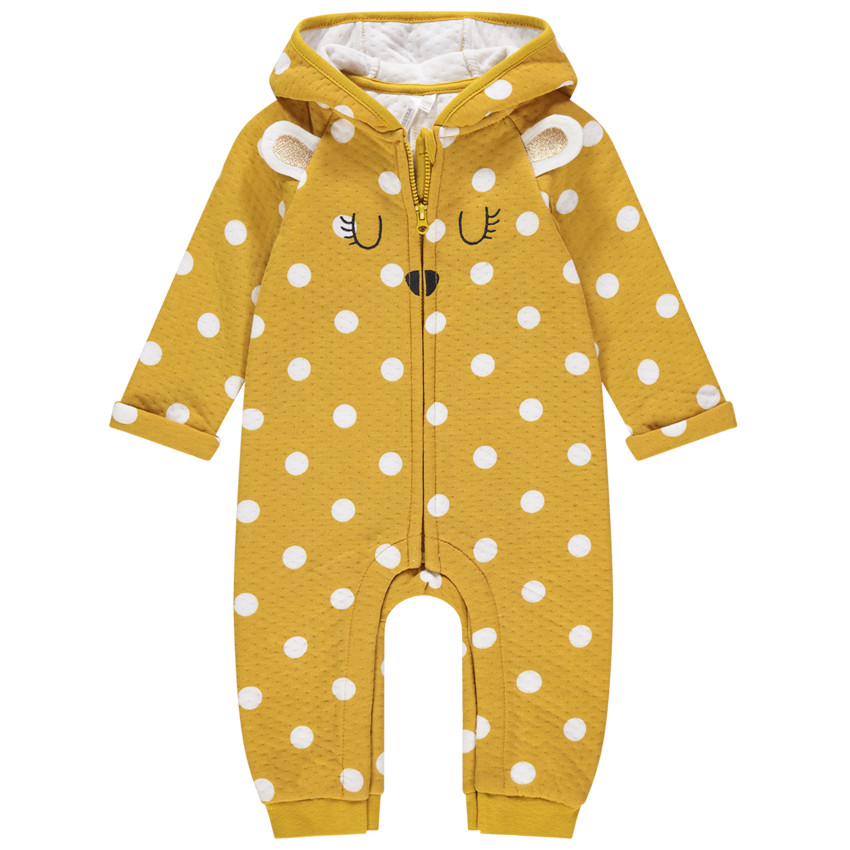 Combinaison longue à pois doublée jersey pour bébé fille 