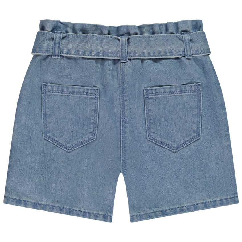 Short paperbag en jean avec ceinture pour fille 