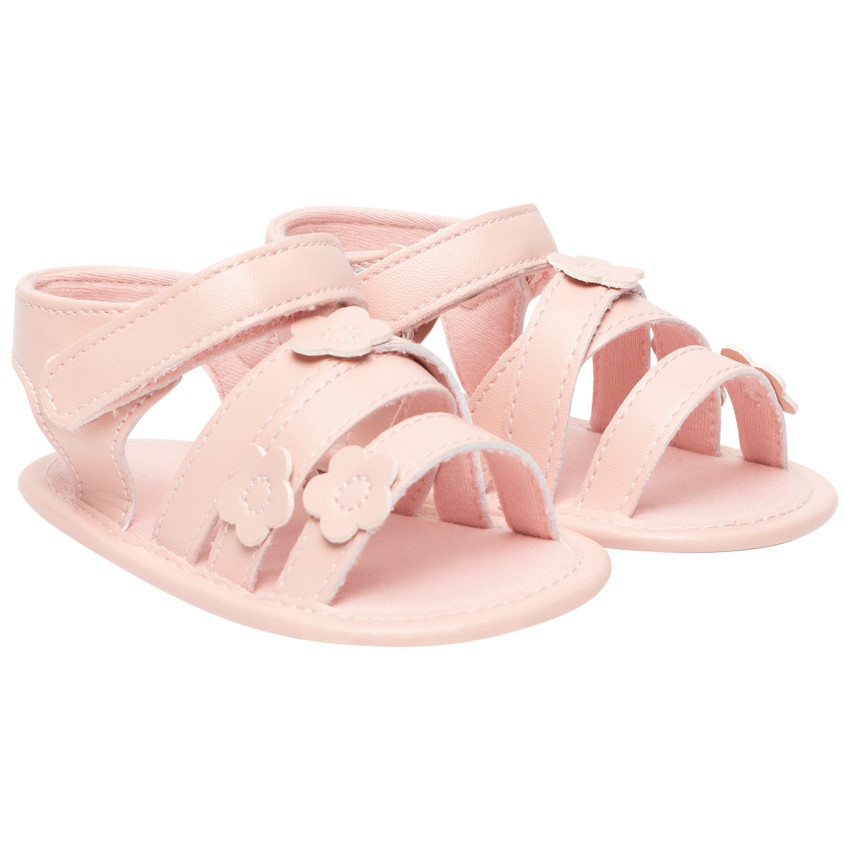 Sandales velcro avec patch fleurs pour bébé fille 