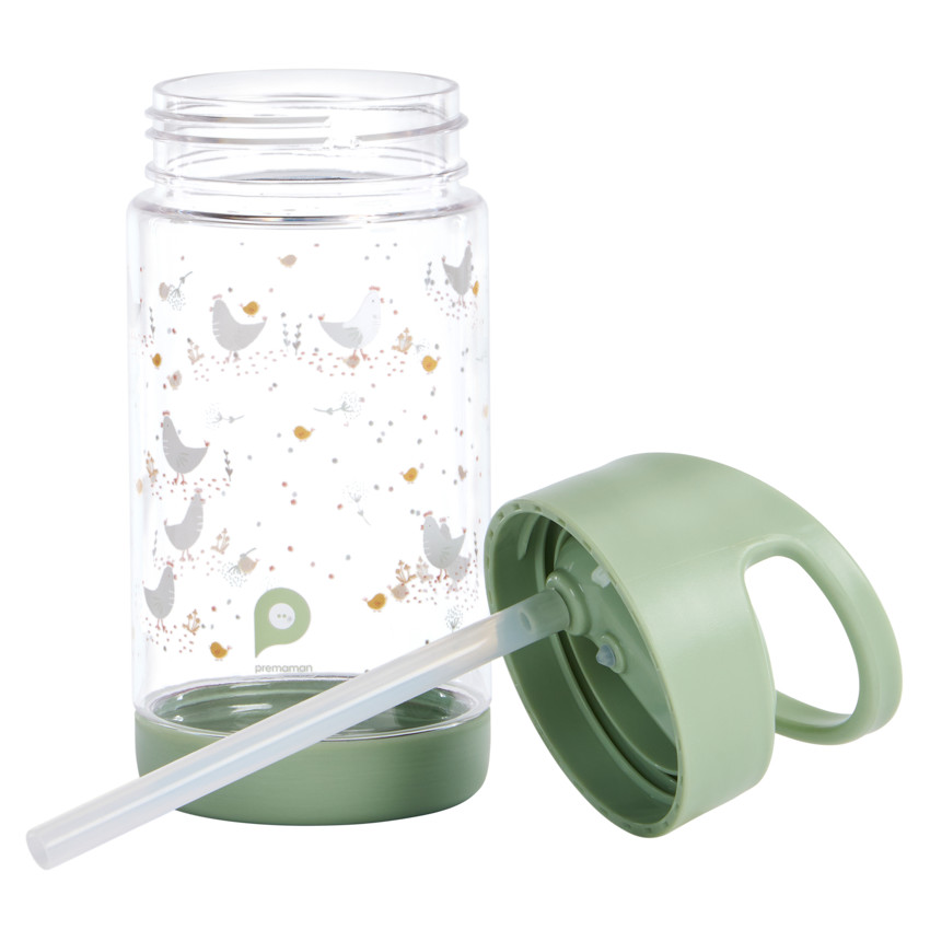 Gourde transparente avec paille rabattable 400 ml La Vie à la Ferme 