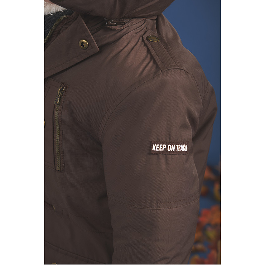 Parka en polyester avec capuche amovible et doublure en sherpa pour garçon 