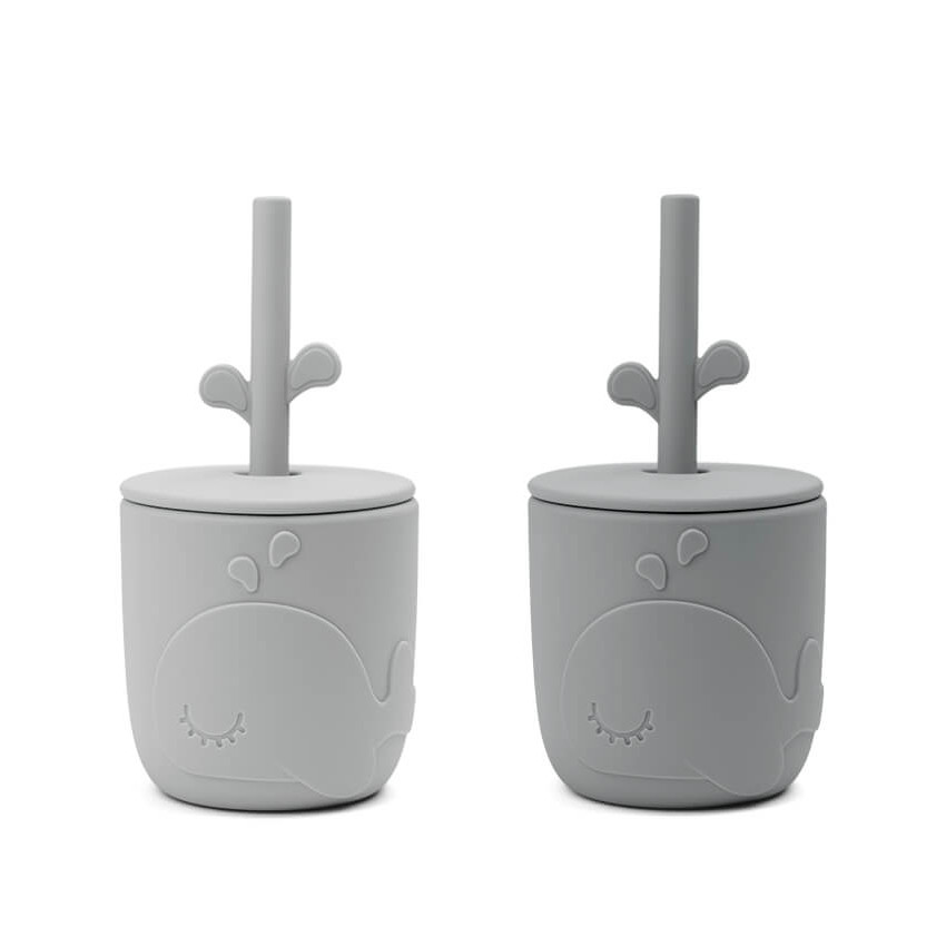 Lot de 2 gobelets avec paille Peekaboo - Wally Gris 