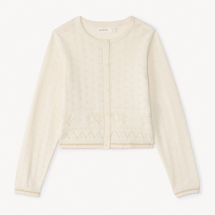 Gilet manches longues en tricot fantaisie pour fille