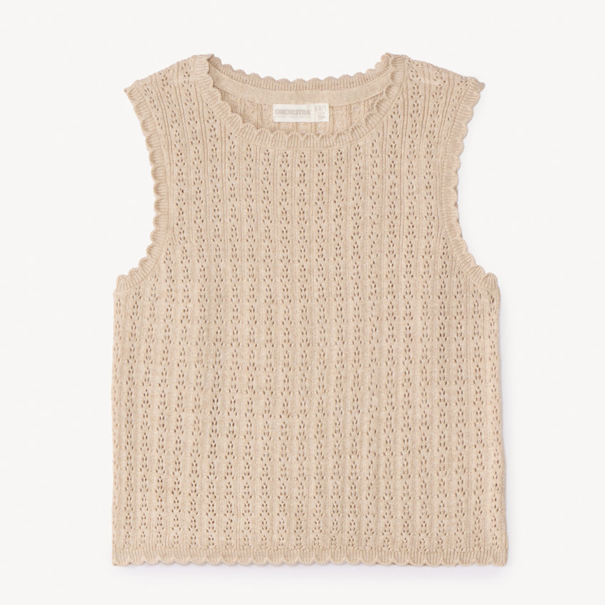 Pull sans manches en tricot fantaisie pour fille