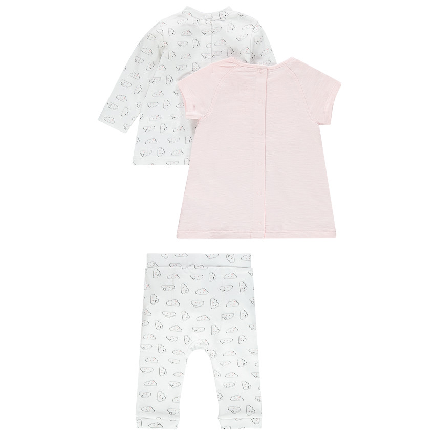 Ensemble 3 pièces avec sous-pull, robe manches courte et legging 