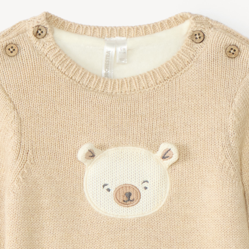 Combinaison naissance en tricot doublée velours 