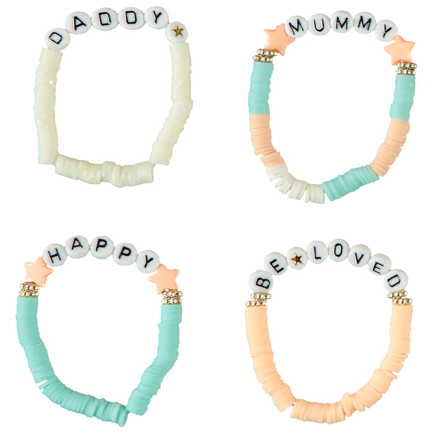 Lot de 4 bracelets élastiques à message pour fille 