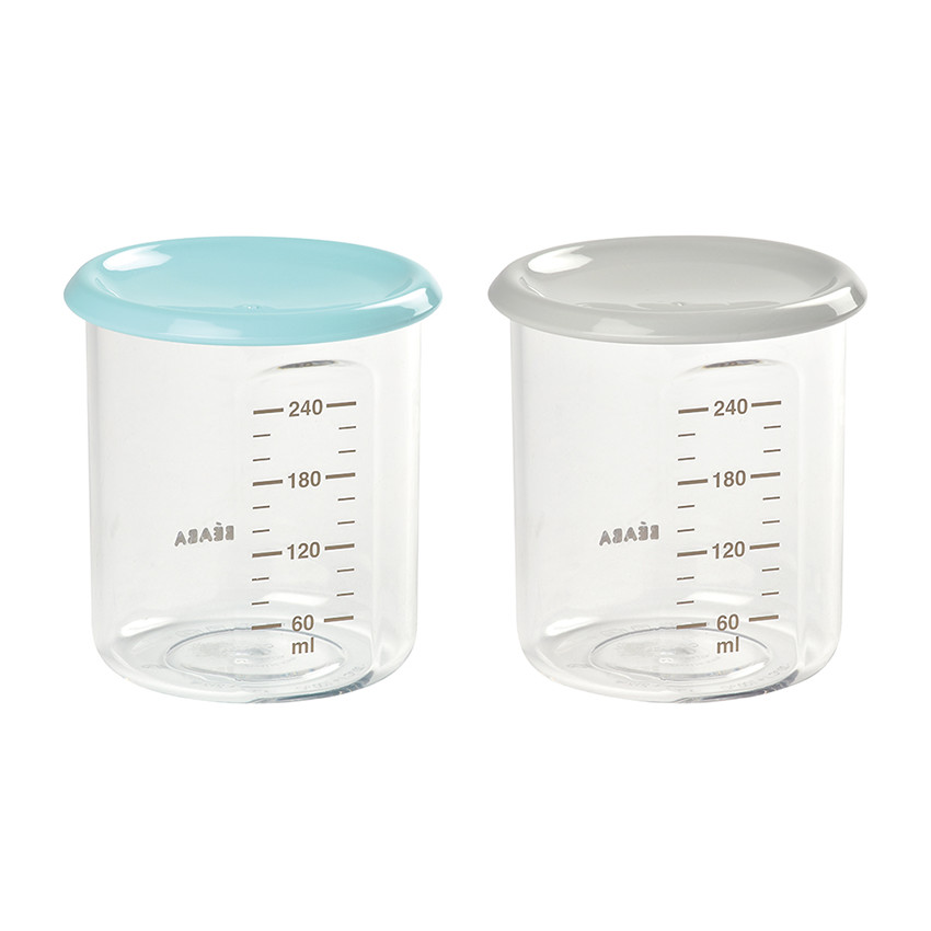 Set de 2 pots de conservation Maxi Portion 240 ml - Bleu/Gris Main Set de 2 pots de conservation Maxi Portion 240 ml - Bleu/Gris