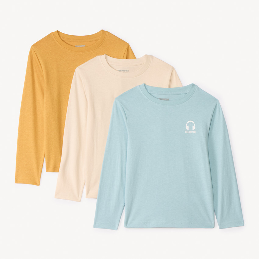 Lot de 3 t-shirts manches longues unis pour garçon