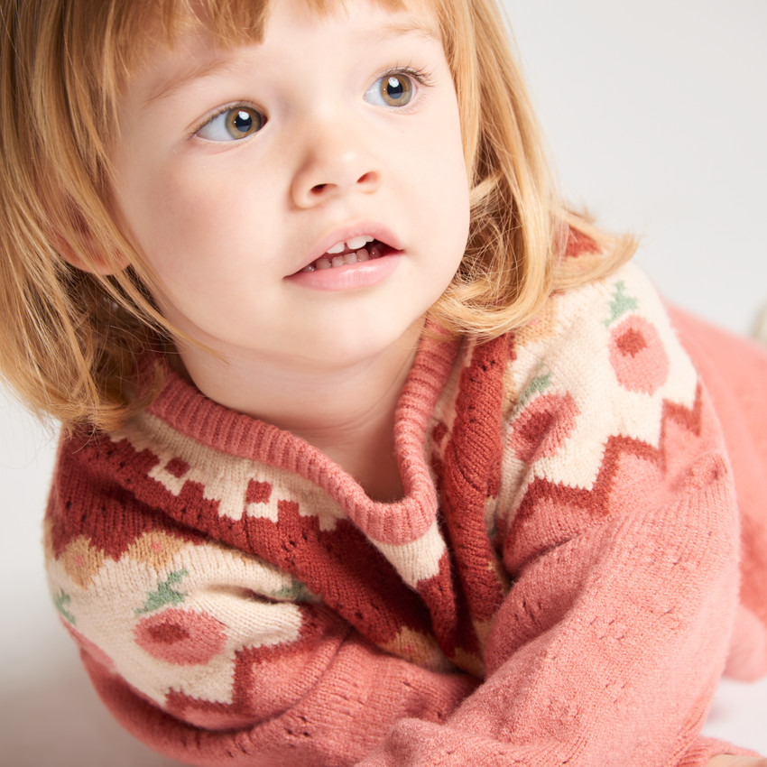 Robe en tricot bébé fille motif fleurs 