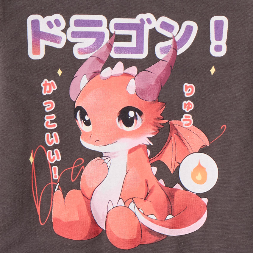 T-shirt manches longues print dragon kawaii pour bébé garçon 