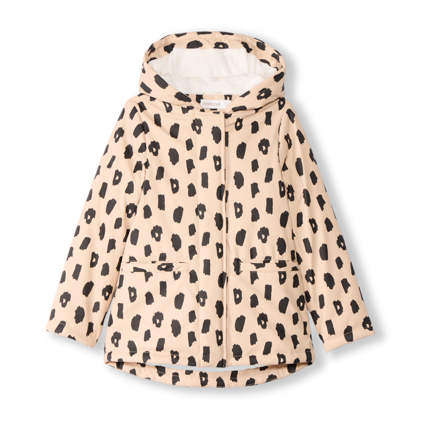 Parka gomme déperlante imprimé léopard pour fille