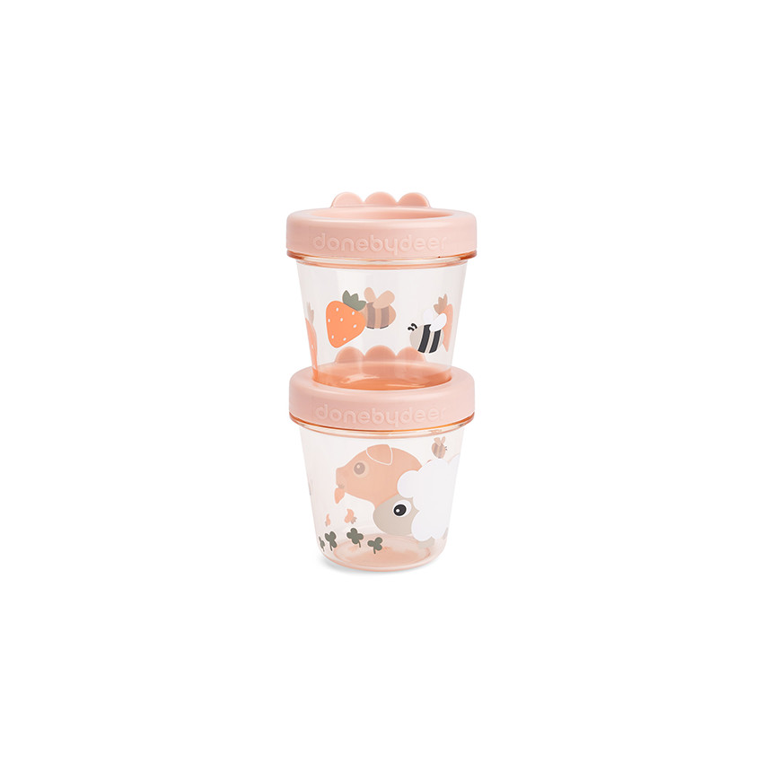 Lot de 2 pots de conservation 150ml Tiny Farm rose