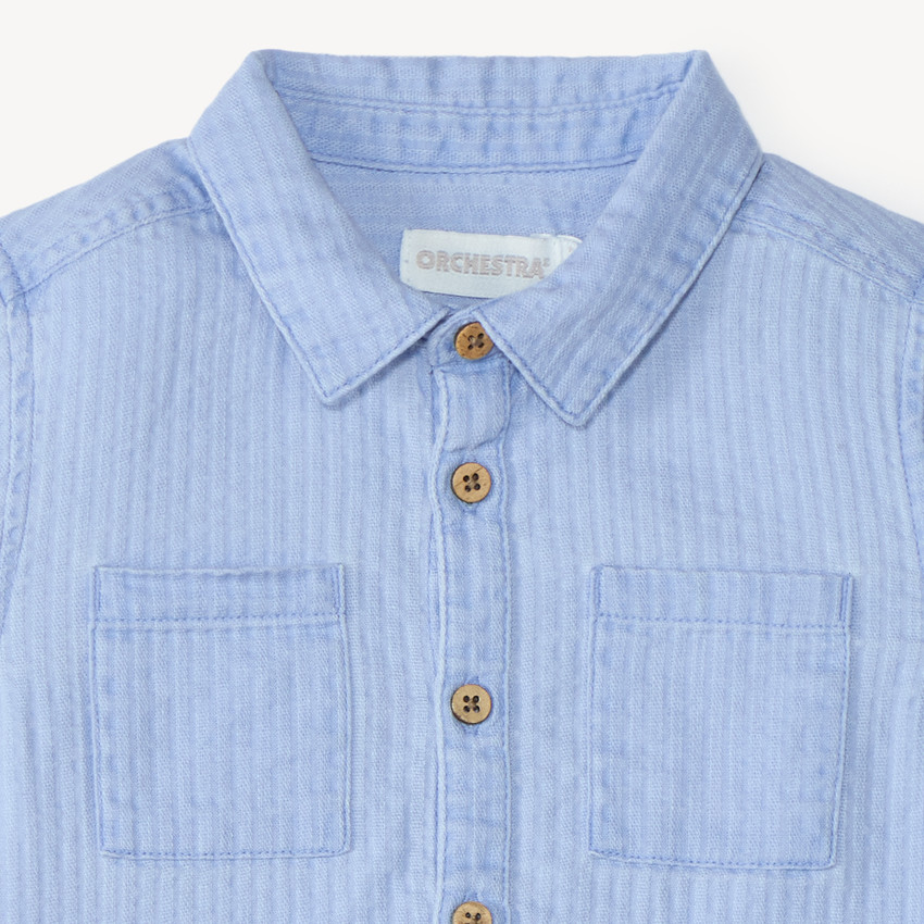Chemise manches courtes en toile texturée pour garçon 