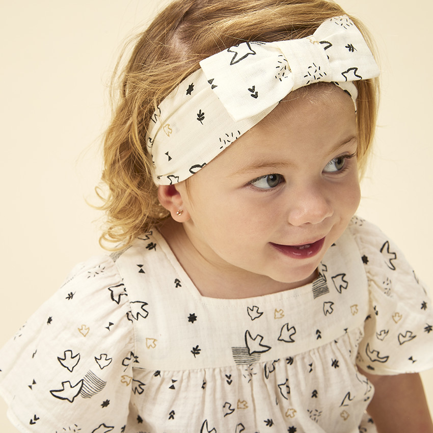 Bandeau à nœud imprimé fantaisie pour bébé fille 