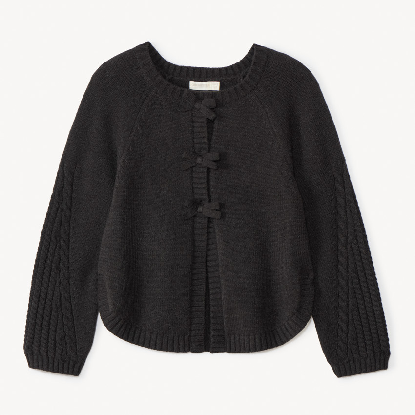 Gilet en tricot pressionné à nœuds pour fille 