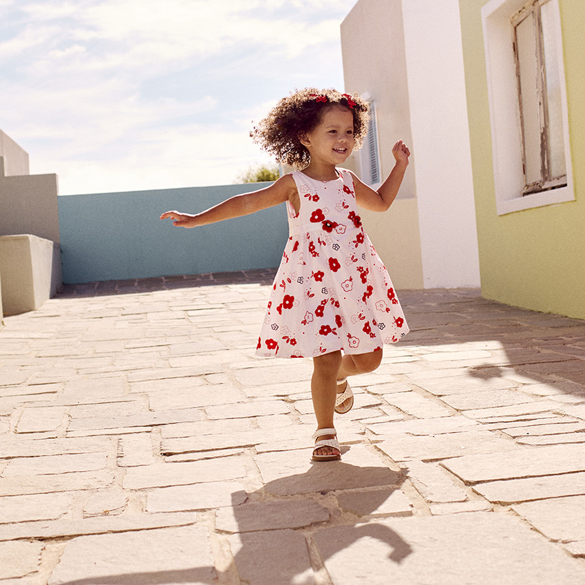 Robe sans manches imprimé fleurs pour bébé fille 