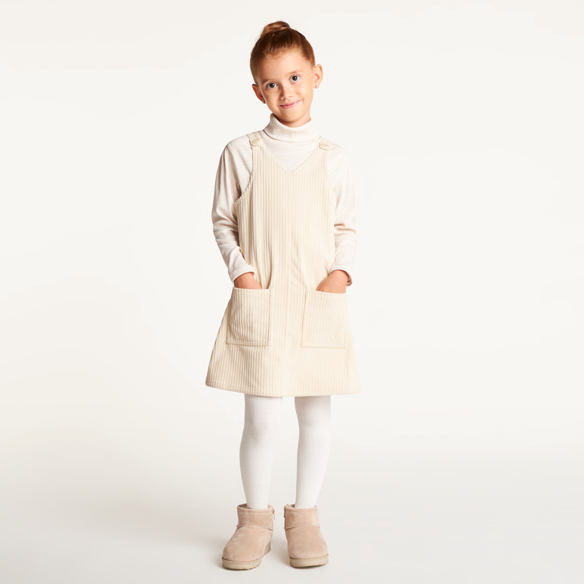 Robe salopette fille en velours côtelé