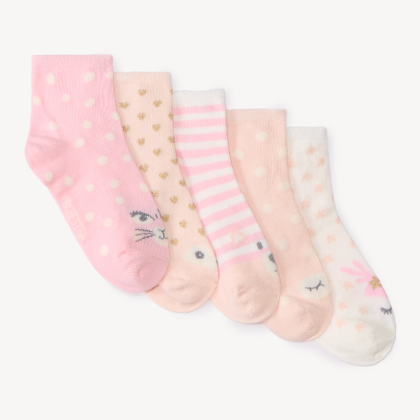 Lot de 5 paires de chaussettes animaux pour fille