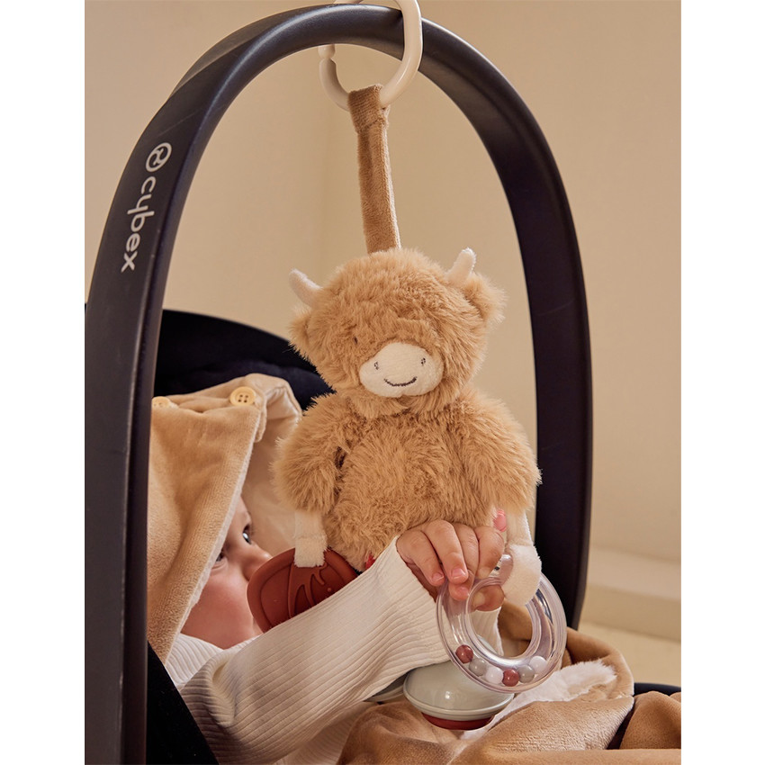 Peluche activité de voyage Vache Fluffy Beige 