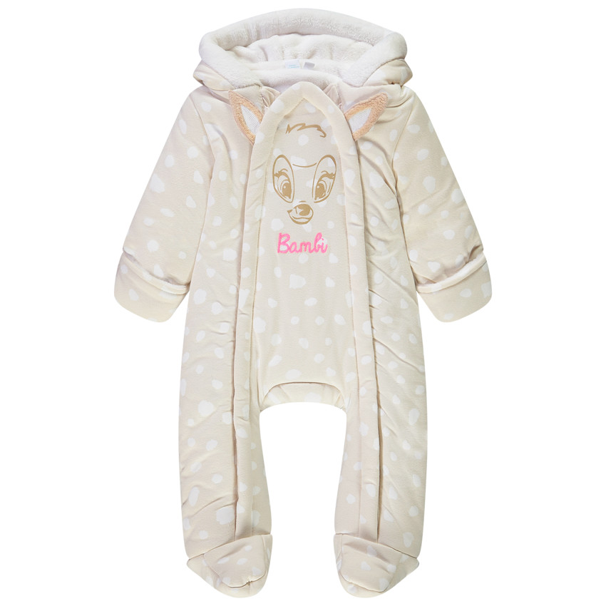 Pilote a capuche en jersey ouatine print et broderie Bambi Disney pour bebe fille Orchestra