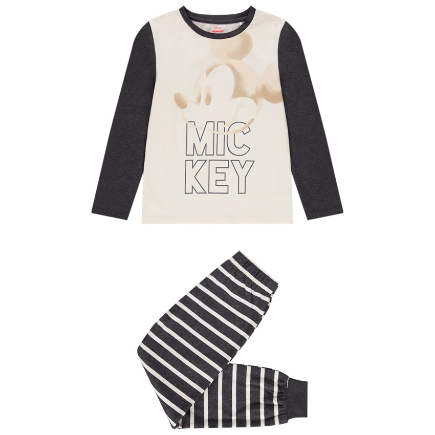 Pyjama 2 pièces t-shirt manches longues print Mickey Disney + pantalon pour garçon 
