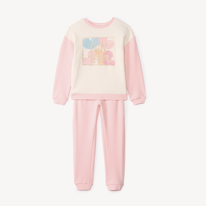 Ensemble sweat colorblock fantaisie + jogging pour fille