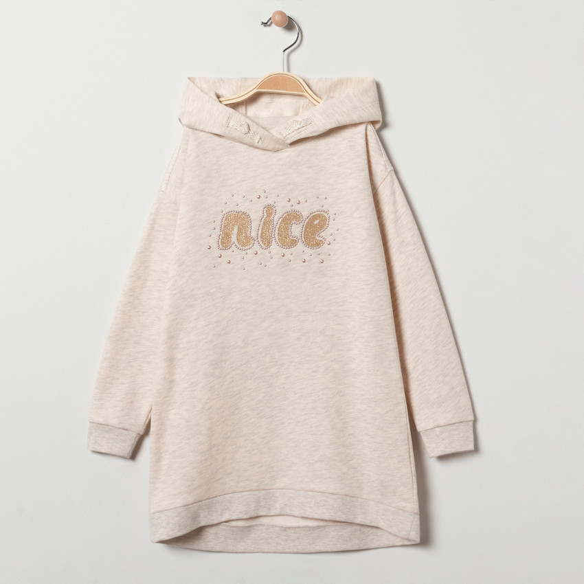 Robe en maille manches longues à capuche pour fille 