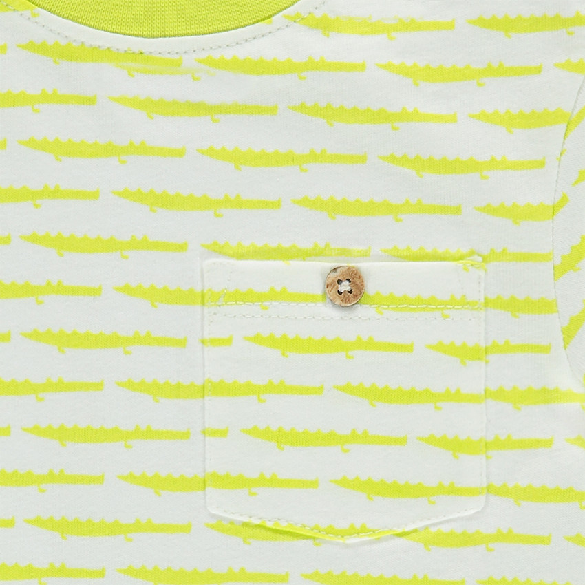 Tee-shirt manches courtes en jersey avec rayures fantaisie et poche 