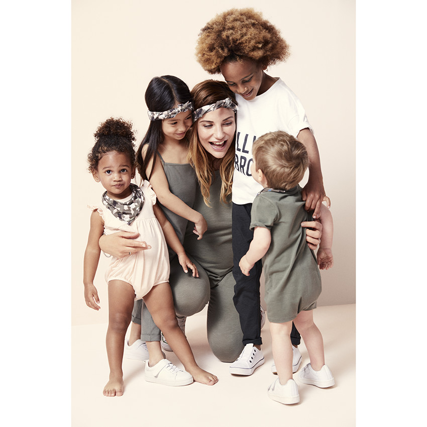 Bavoir bandana imprimé army rose pâle et kaki all-over 