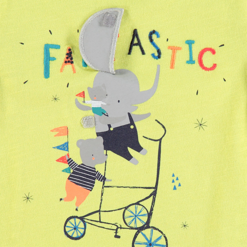 Ensemble t-shirt et bermuda print animaux et texte brodé 