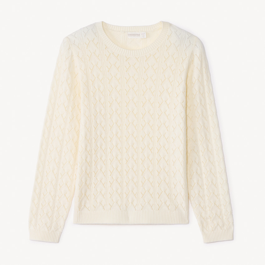 Pull en tricot ajouré uni pour fille 