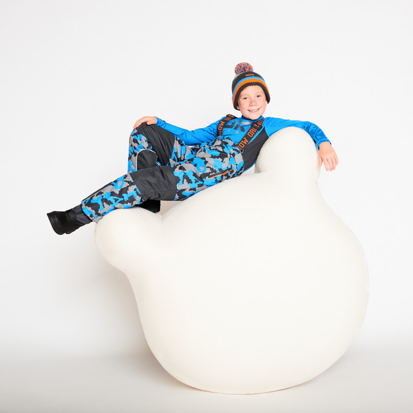 Pantalon de ski imprimé camouflage à bretelles amovibles pour garçon  