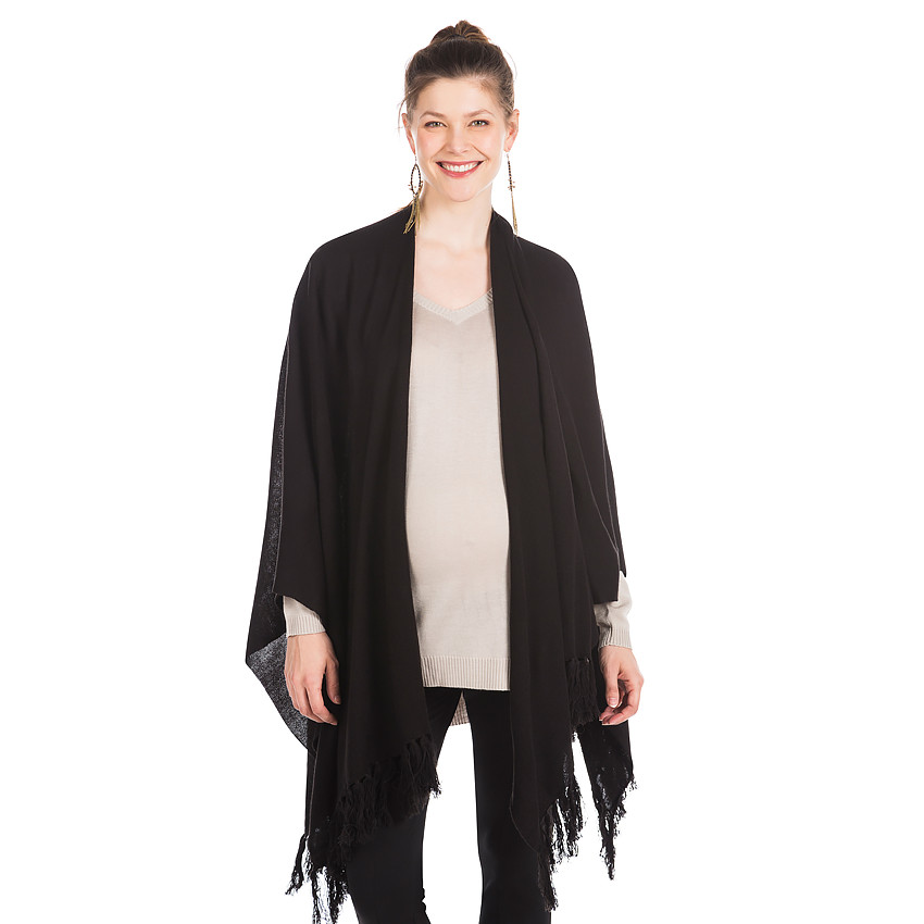 Poncho de grossesse à franges 