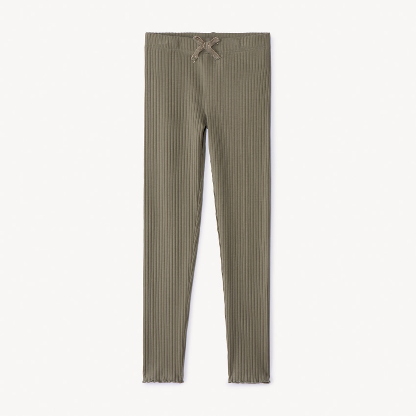 Caleçon long uni en maille côtelé avec nœud pour fille